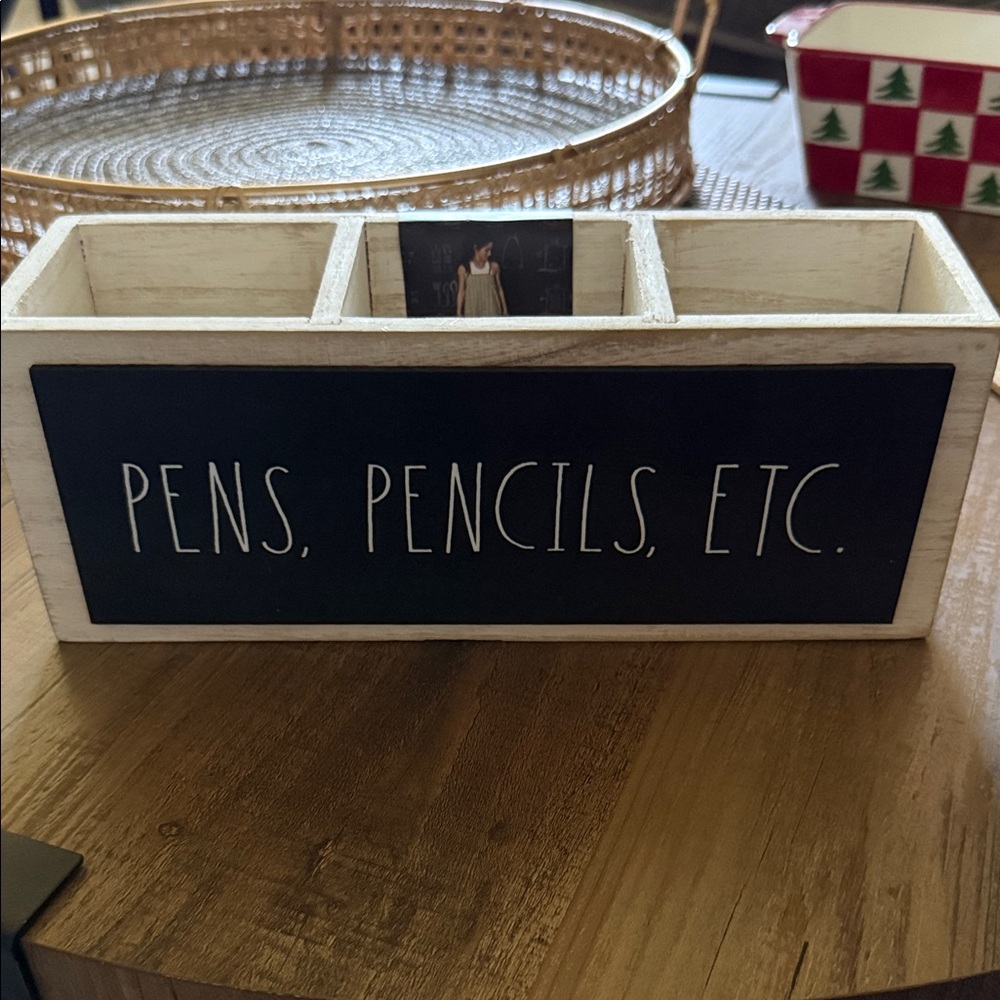 Rae Dunn Chalkboard look Pens, Pencils, etc Wooden Desk Organizer